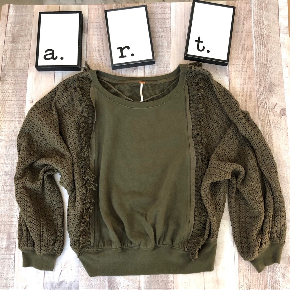 Free People , Crochet - Sleeve pullover sweater